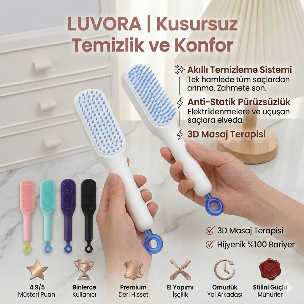 Luvora Akıllı Hijyen: Kendi Kendini Temizleyen Otomatik Masaj Tarağı