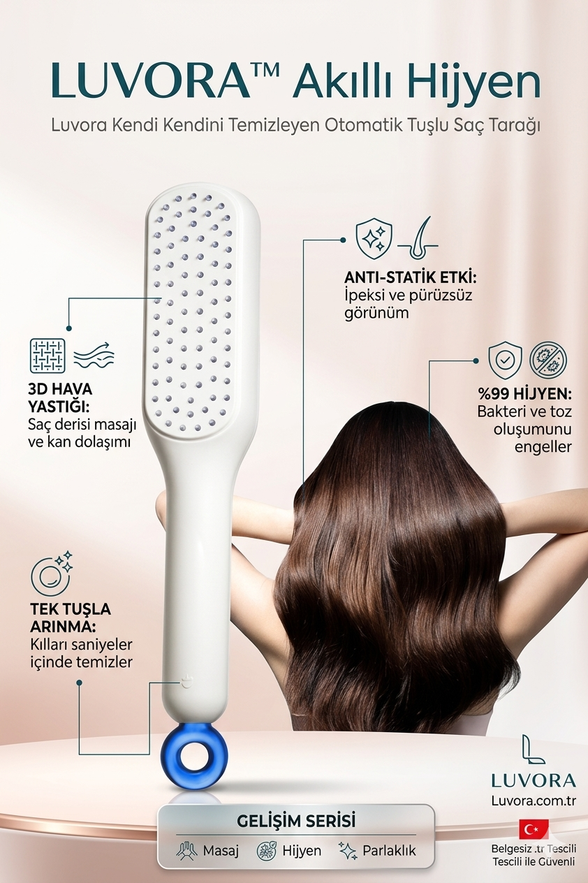 Luvora Akıllı Hijyen: Kendi Kendini Temizleyen Otomatik Masaj Tarağı
